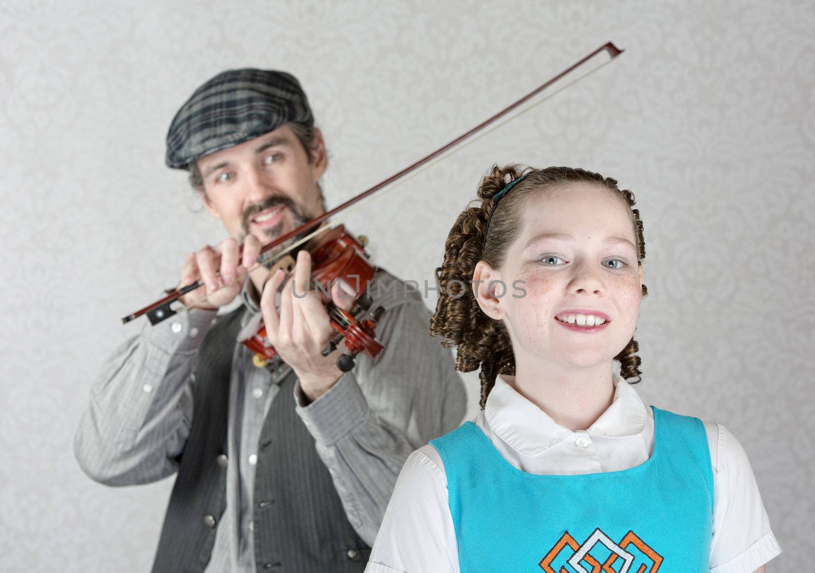 Irish Girl Listening to Fiddler by Creatista