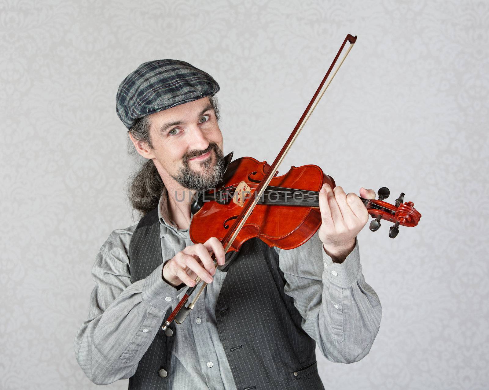 Smiling Irish Fiddler Performing by Creatista