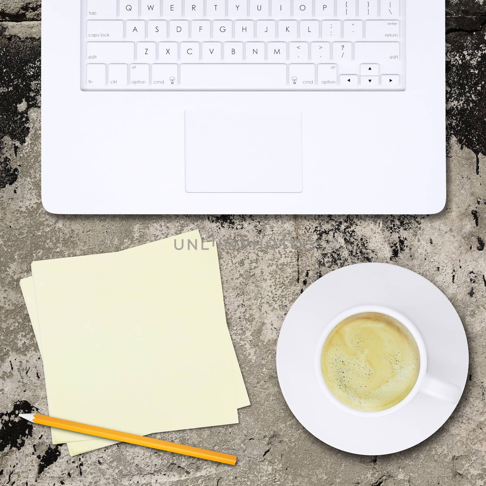 Laptop and coffee cup by cherezoff