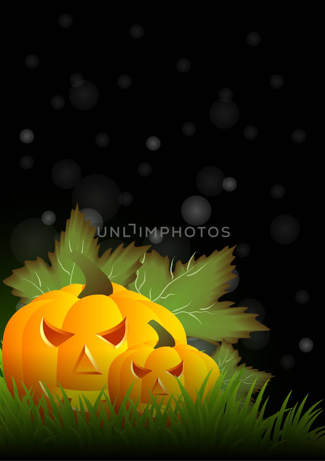 greeting card for Halloween with pumpkins vector illustration