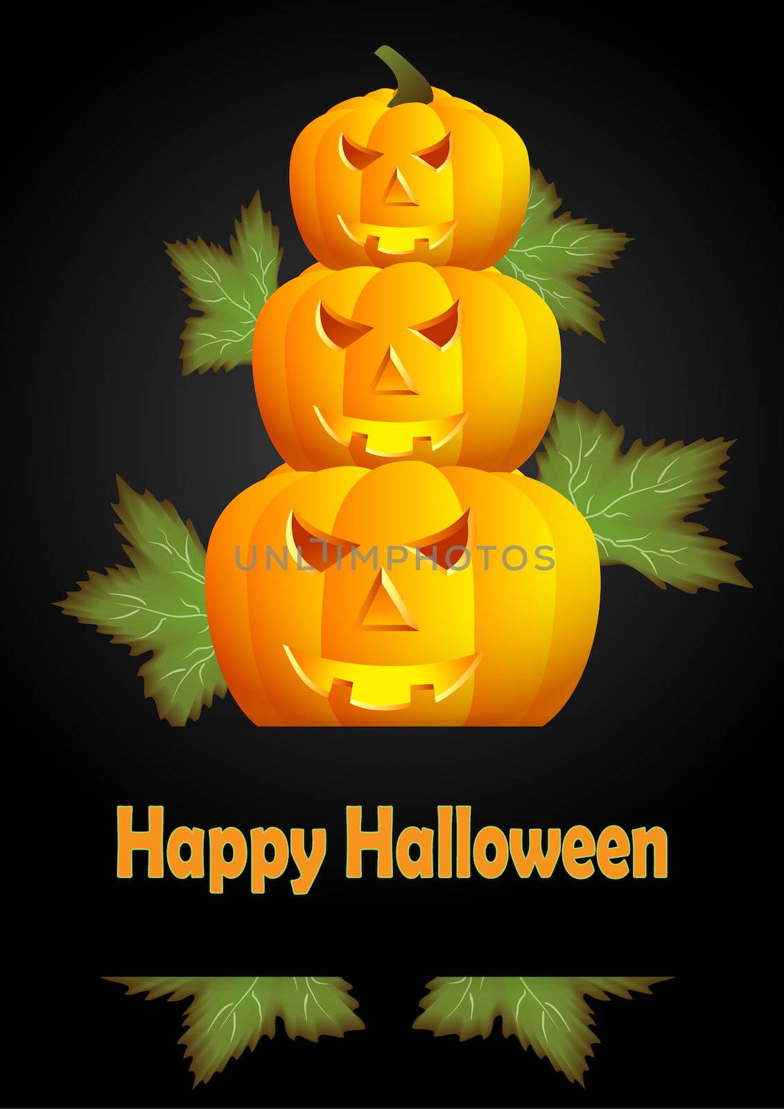 greeting card for Halloween with pumpkins vector illustration