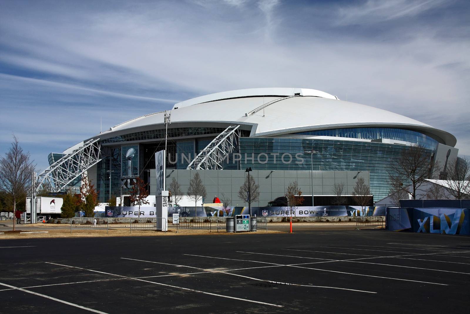 ARLINGTON - JAN 26: Preparations are underway at Cowboys Stadium in Arlington, Texas for Super Bowl XLV between the Green Bay Packers and Pittsburgh Steelers. Taken January 26, 2011 in Arlington, TX.