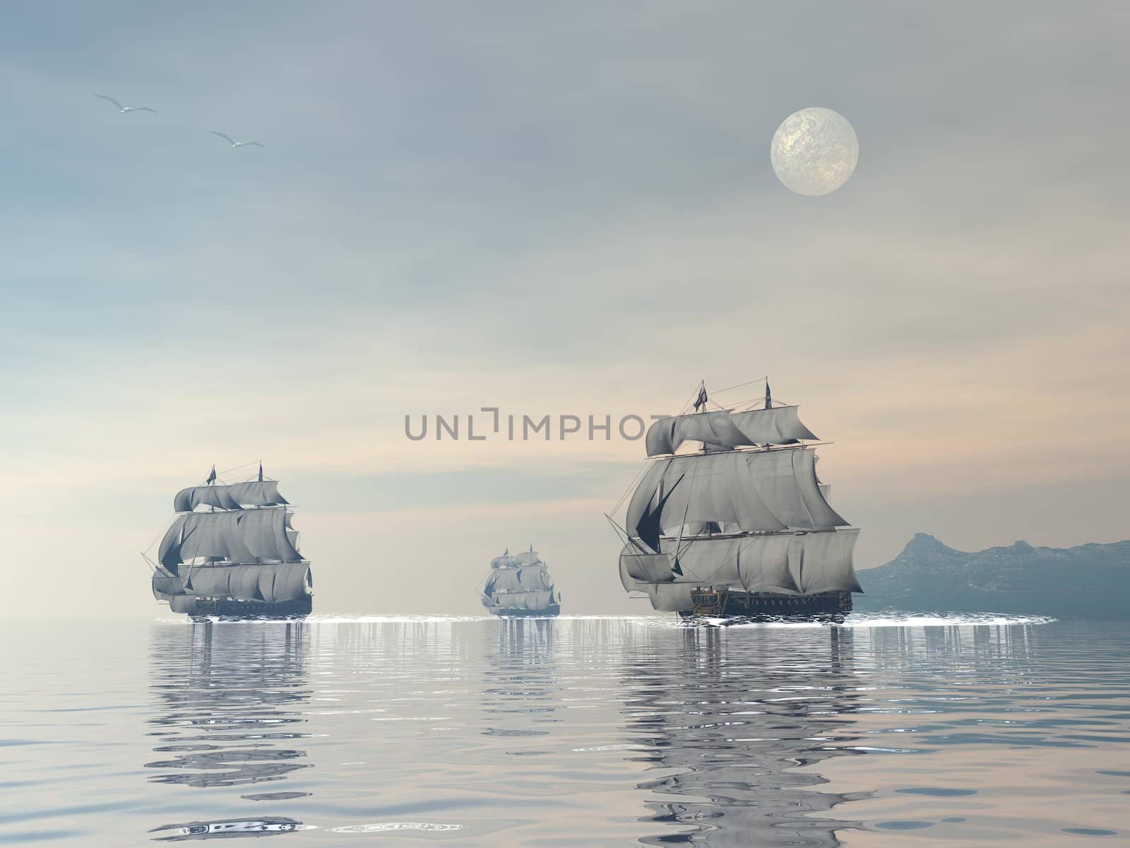 Old ships - 3D render by Elenaphotos21