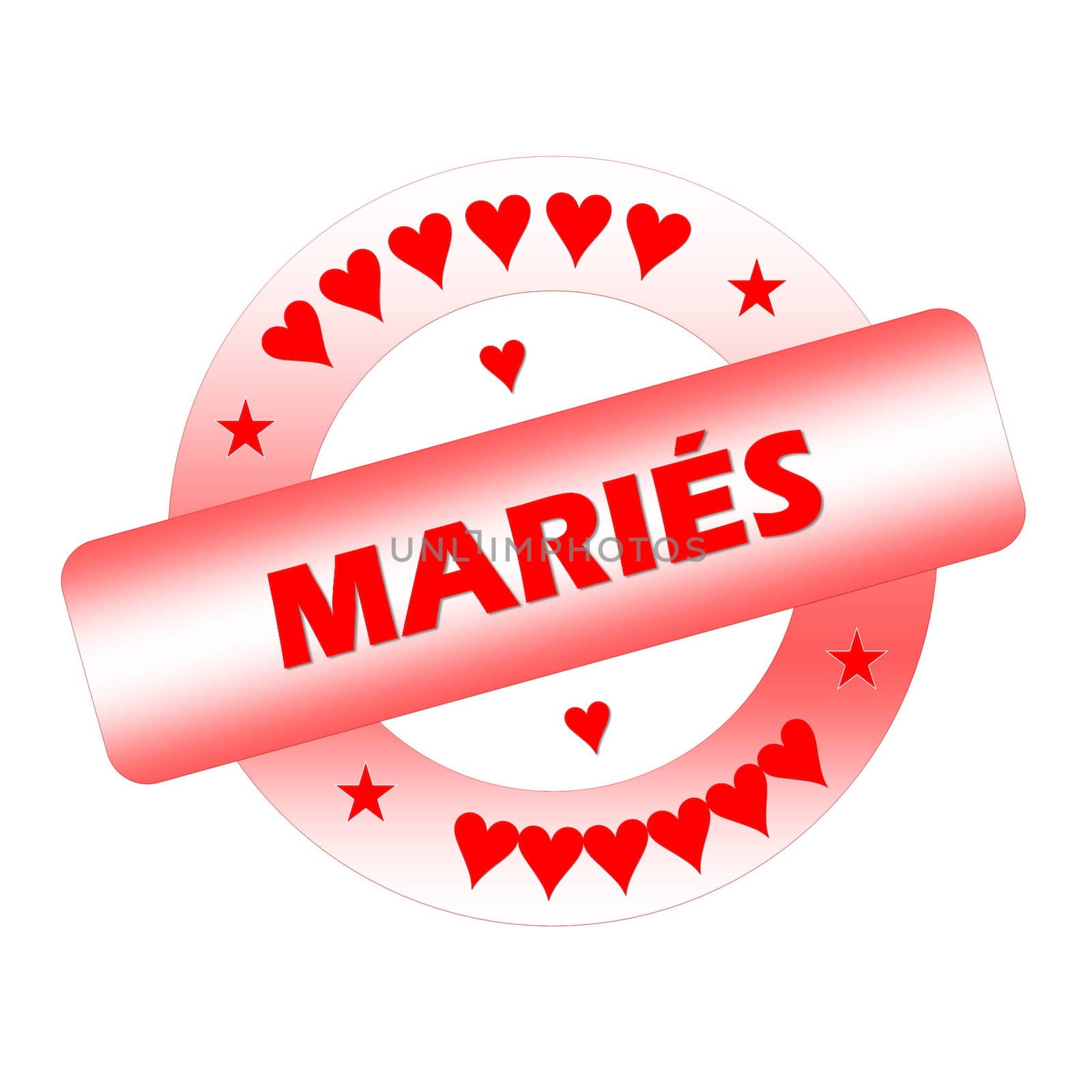 Red just married french stamp isolated in white background