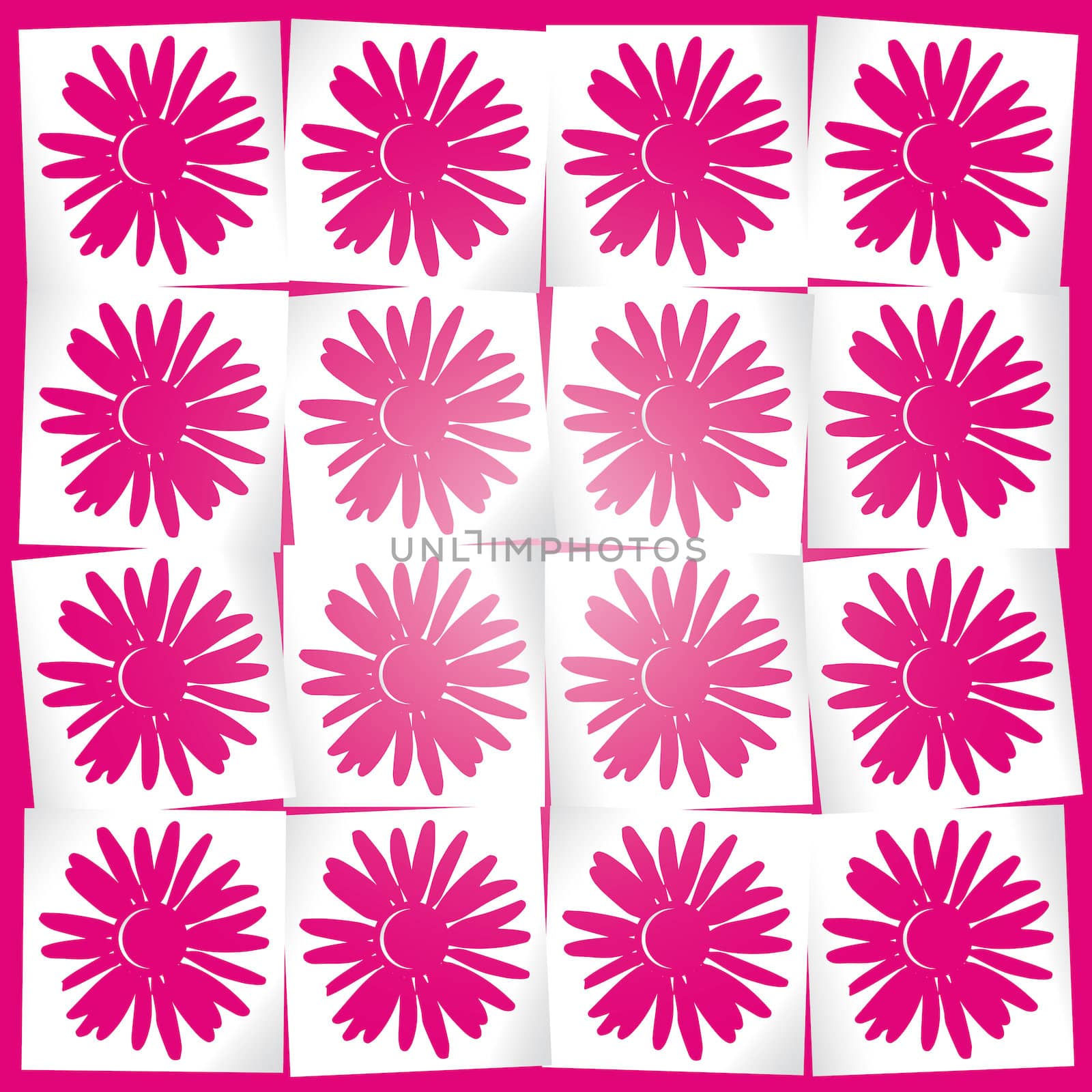 pink background with floral pattern, simple squares
