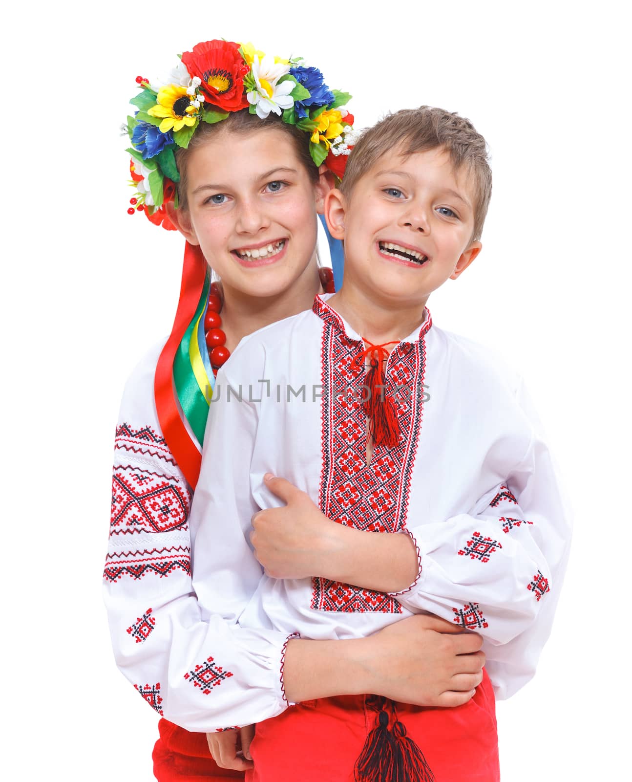 Girl and boy in the national Ukrainian costume by maxoliki