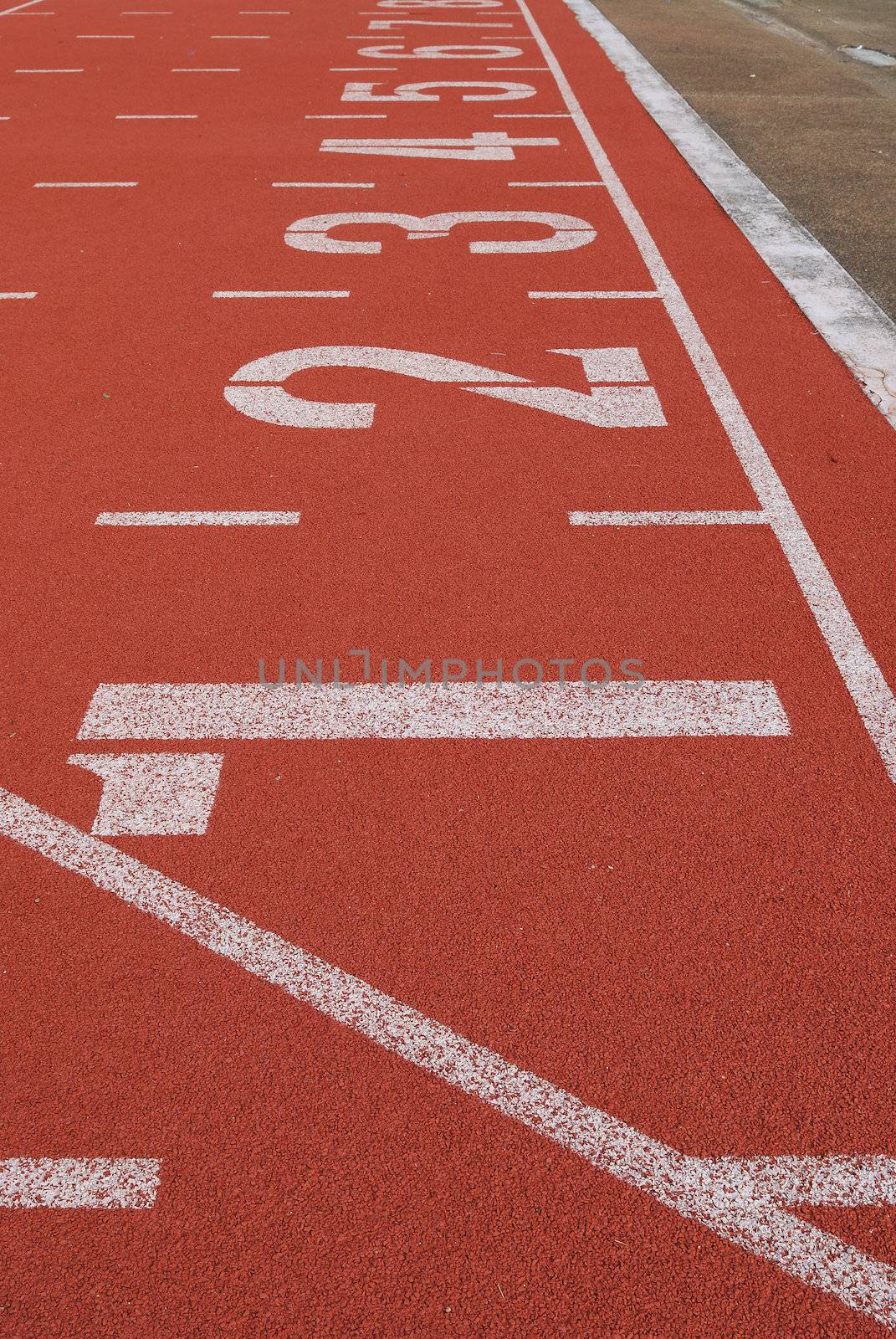 Athletic running track in stadium