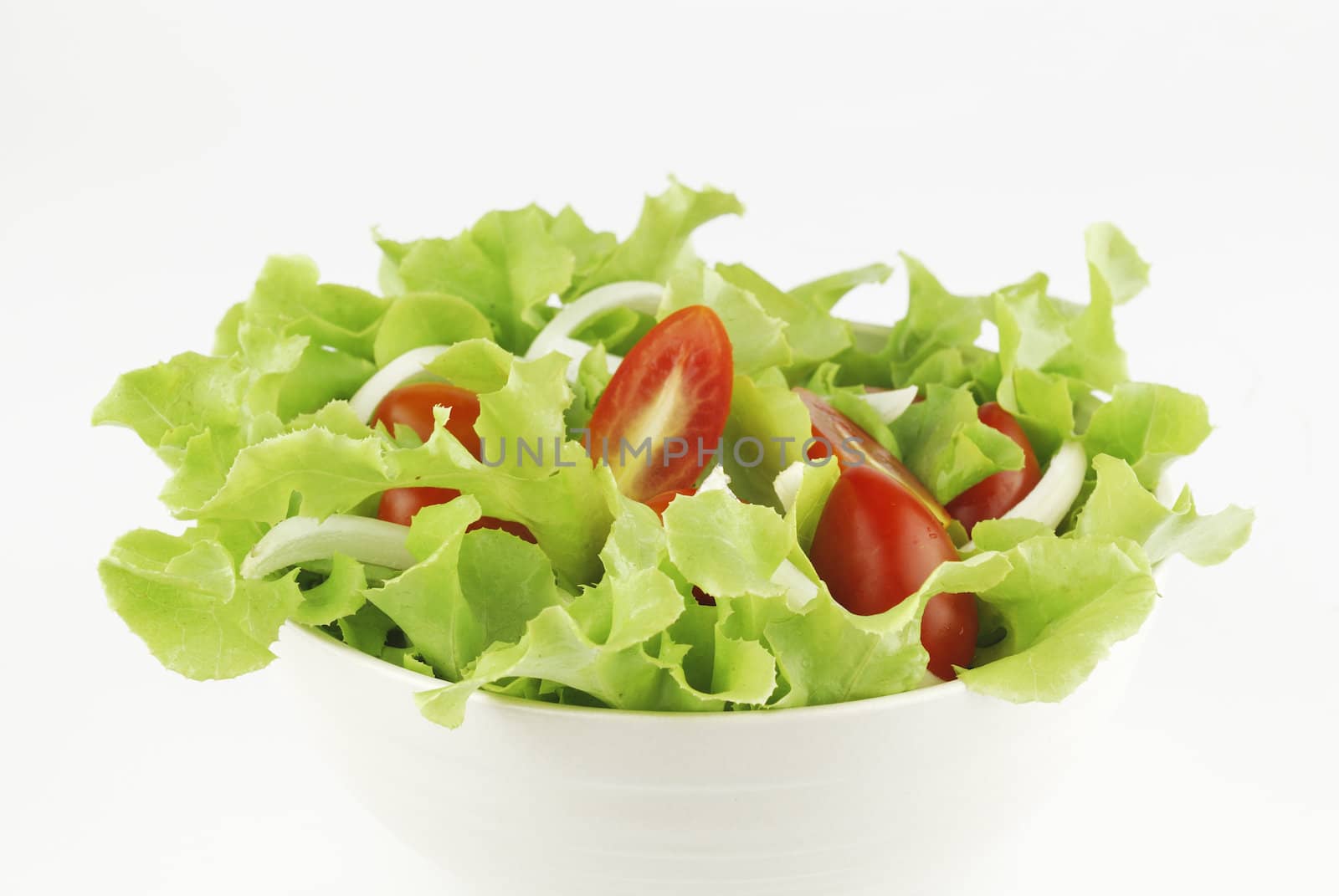 vegetable salad bowl on white background