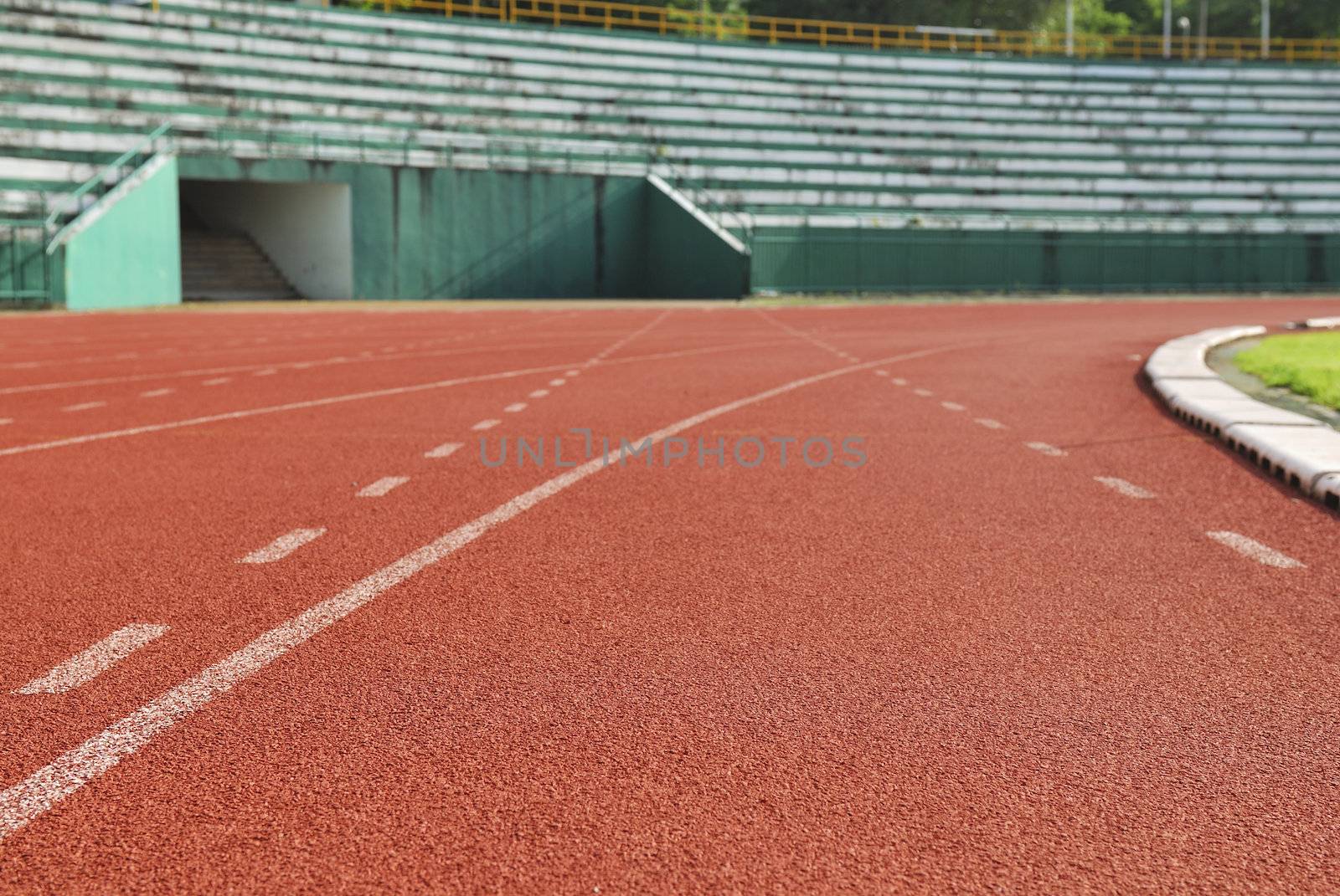 Athletic running track in stadium