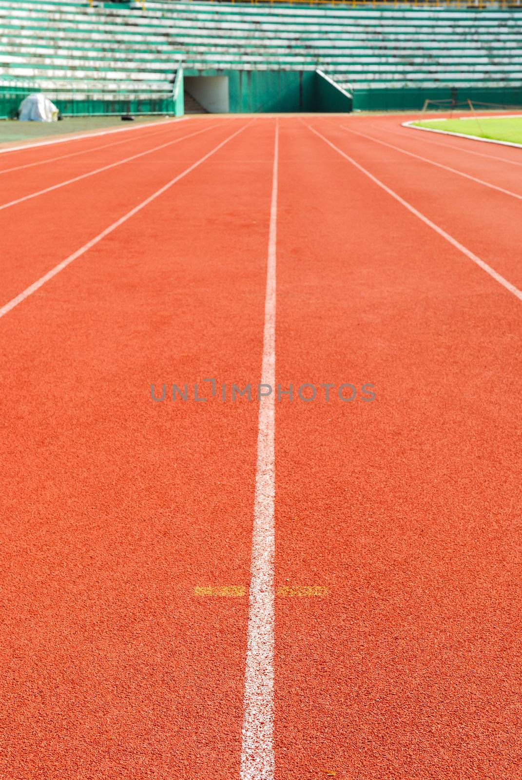Athletic running track in stadium