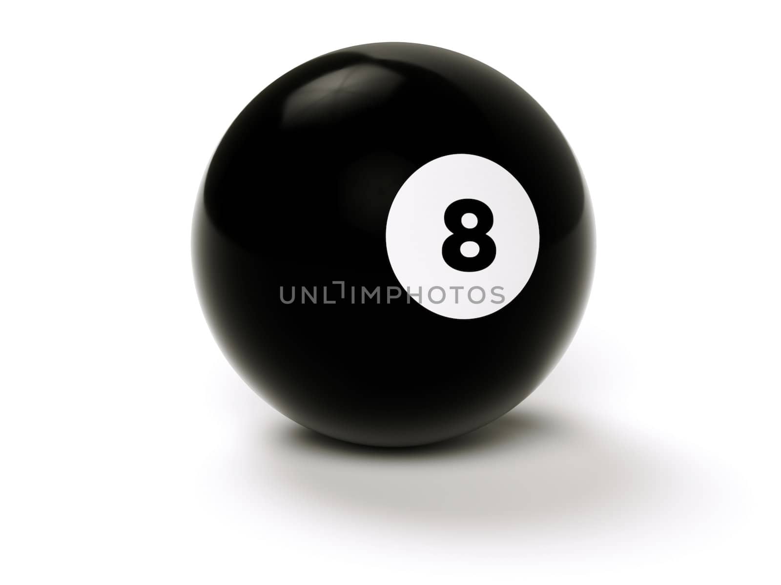 8 Ball from pool or billiards on a white background