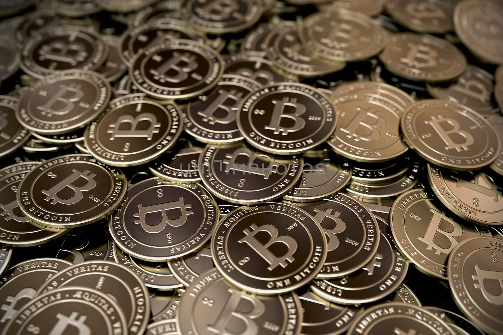 Large pile of Bitcoins by dantien