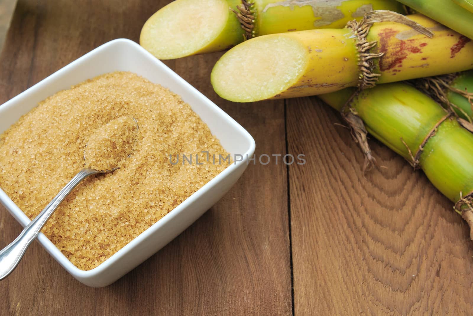 Close up Sugar and sugarcane