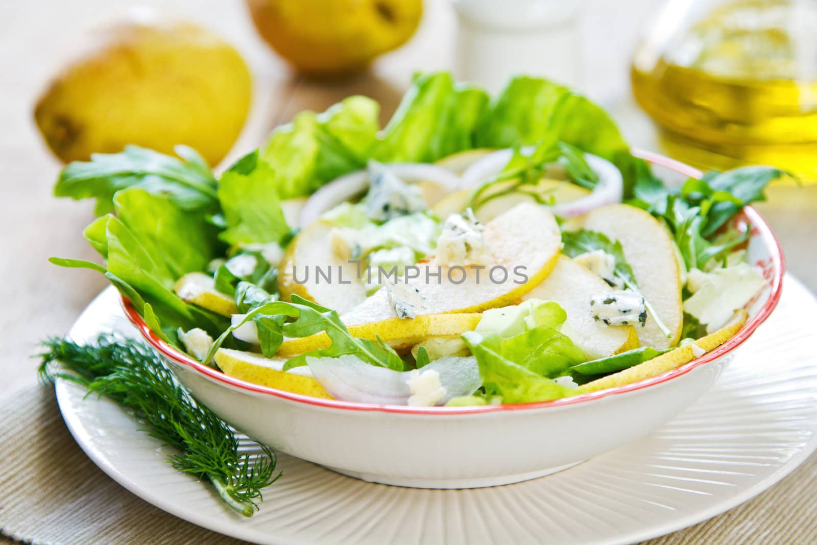 Pear with Blue cheese and Rocket salad by vanillaechoes