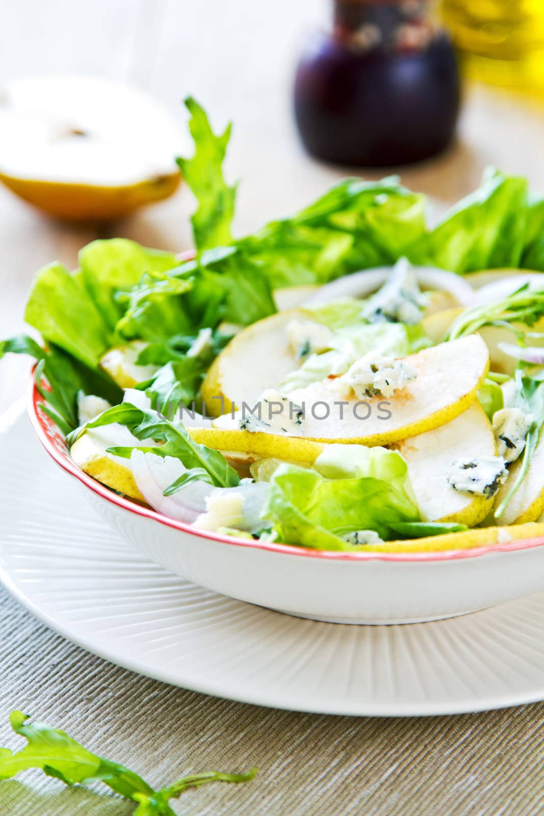 Pear with Blue cheese and Rocket salad by vanillaechoes