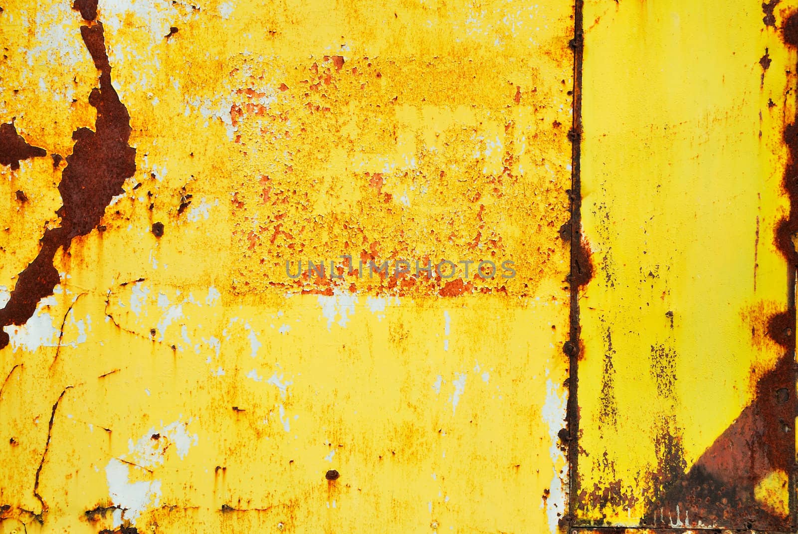 Yellow painted metal with rust texture  by teen00000