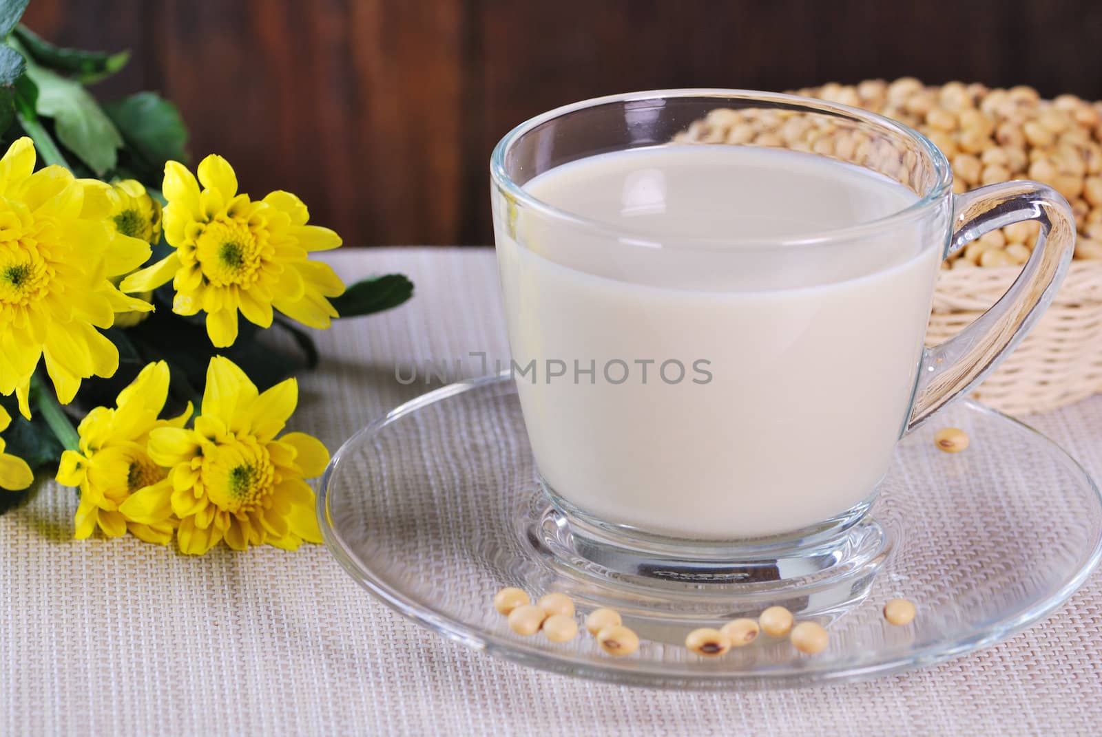 soy milk with soy beans