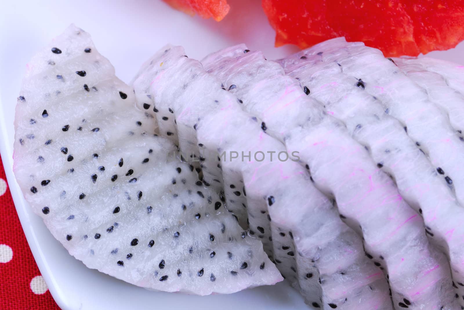 pieces of refreshing watermelon and dragon fruit