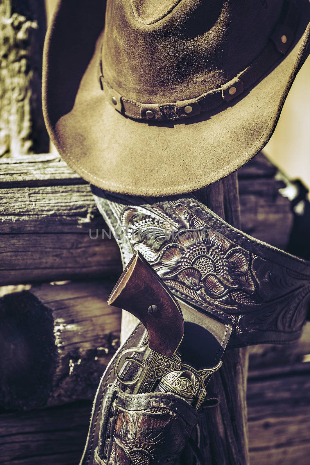 cowboy gun and hat outdoor by vwalakte