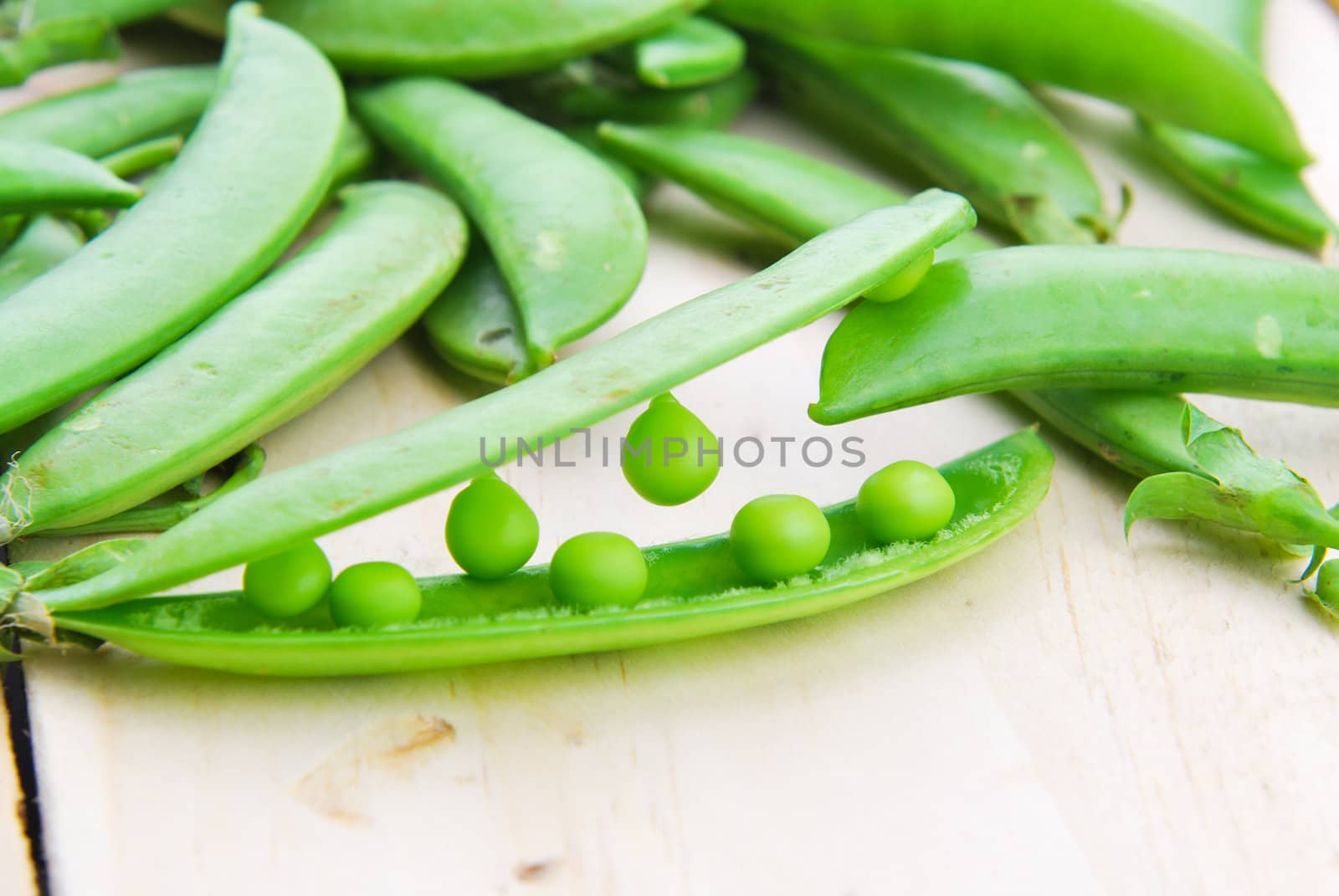 Fresh green pea pod