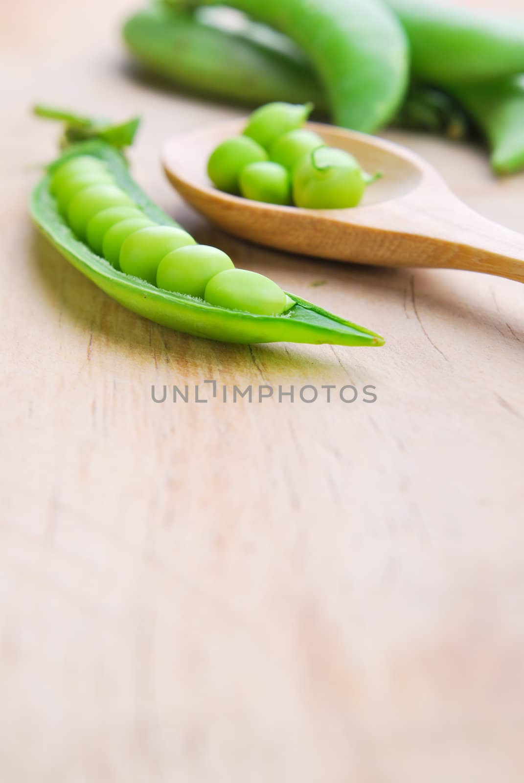 Fresh green pea pod