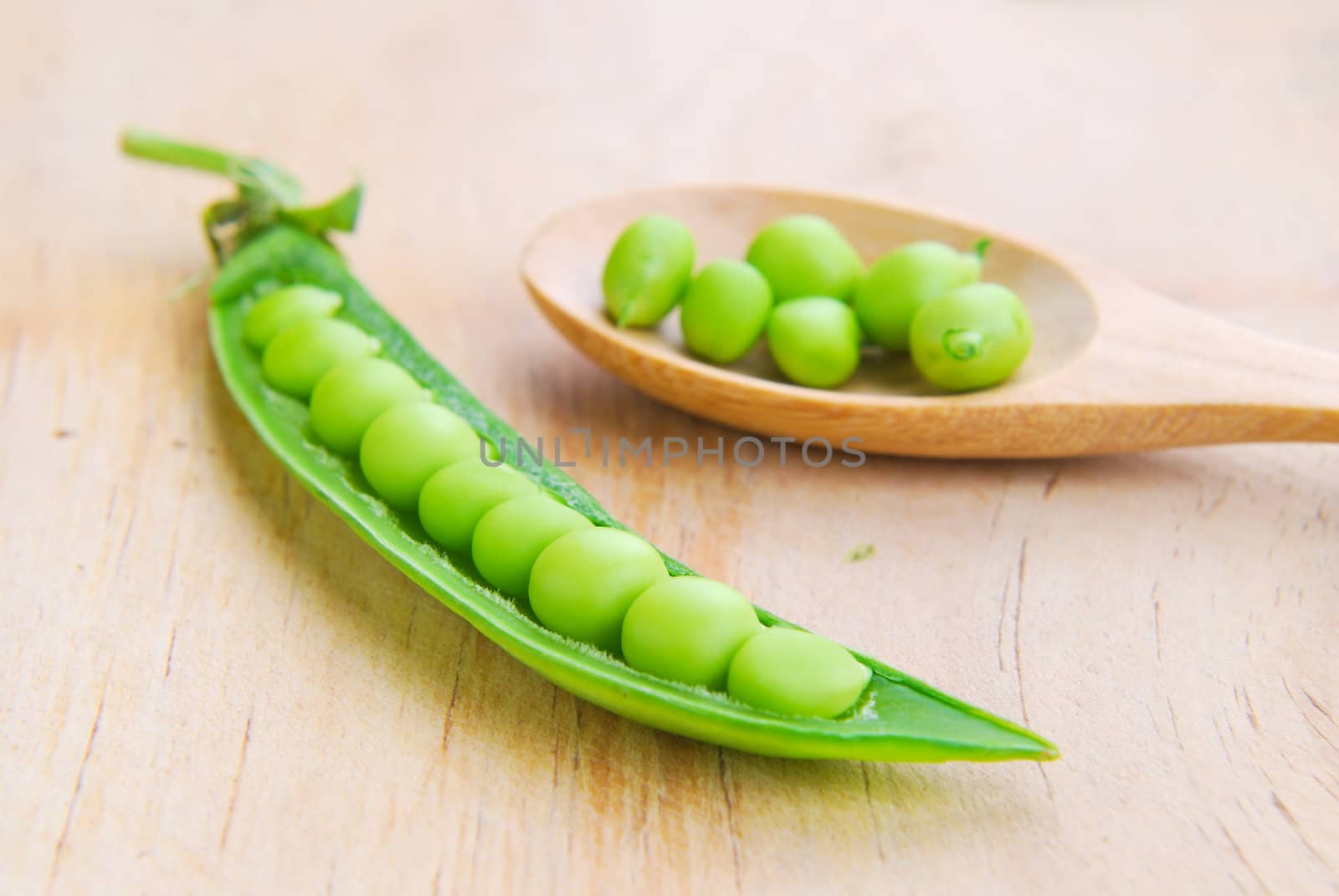 Fresh green pea pod