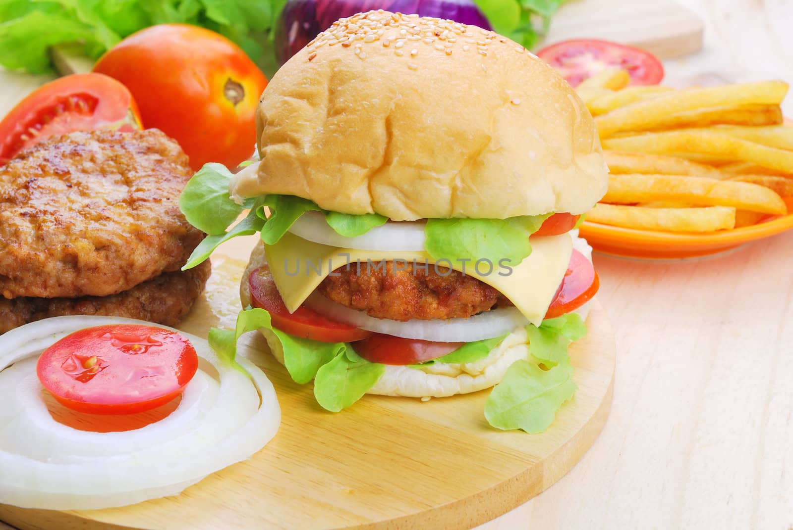 Homemade burger,hamburger with vegetable