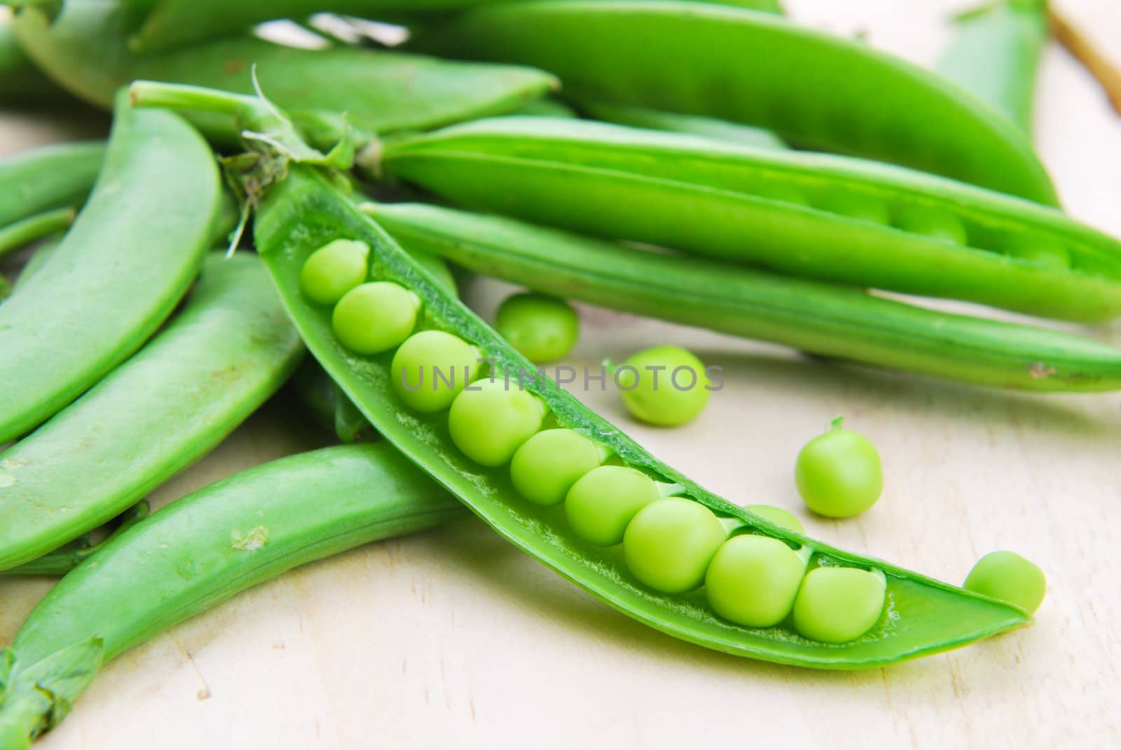 Fresh green pea pod