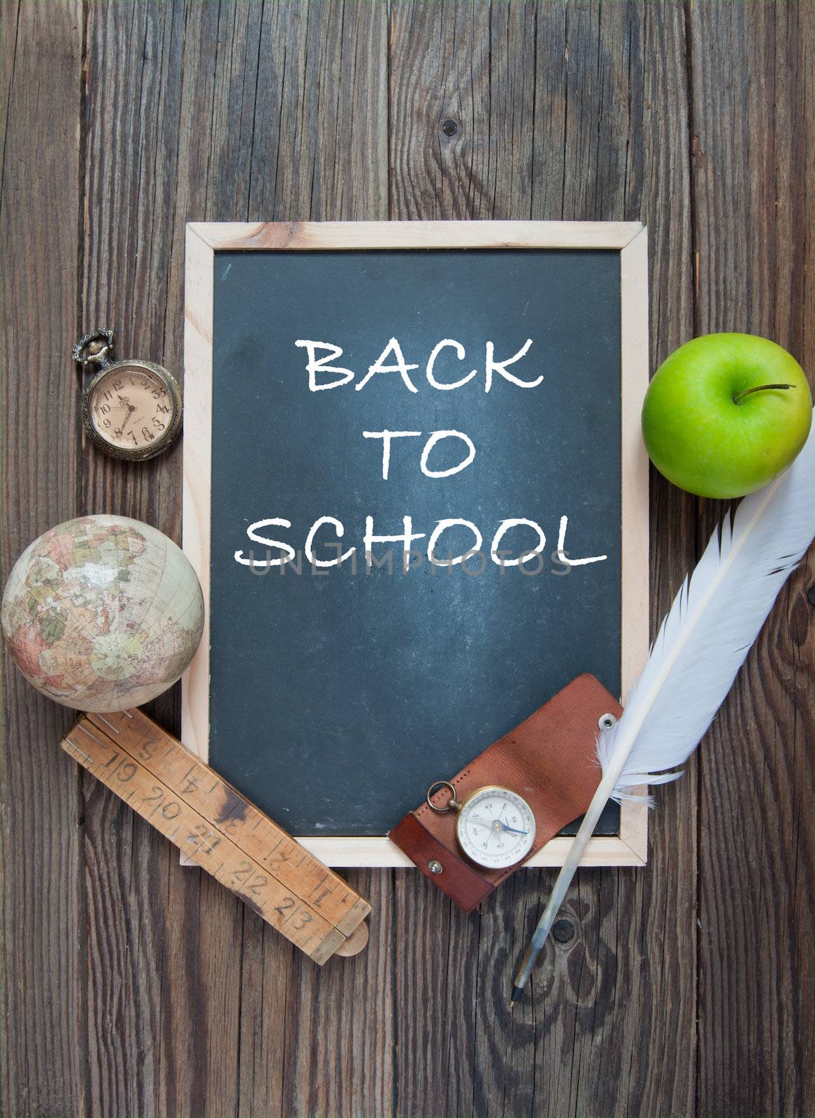 Back to school written on a blackboard 