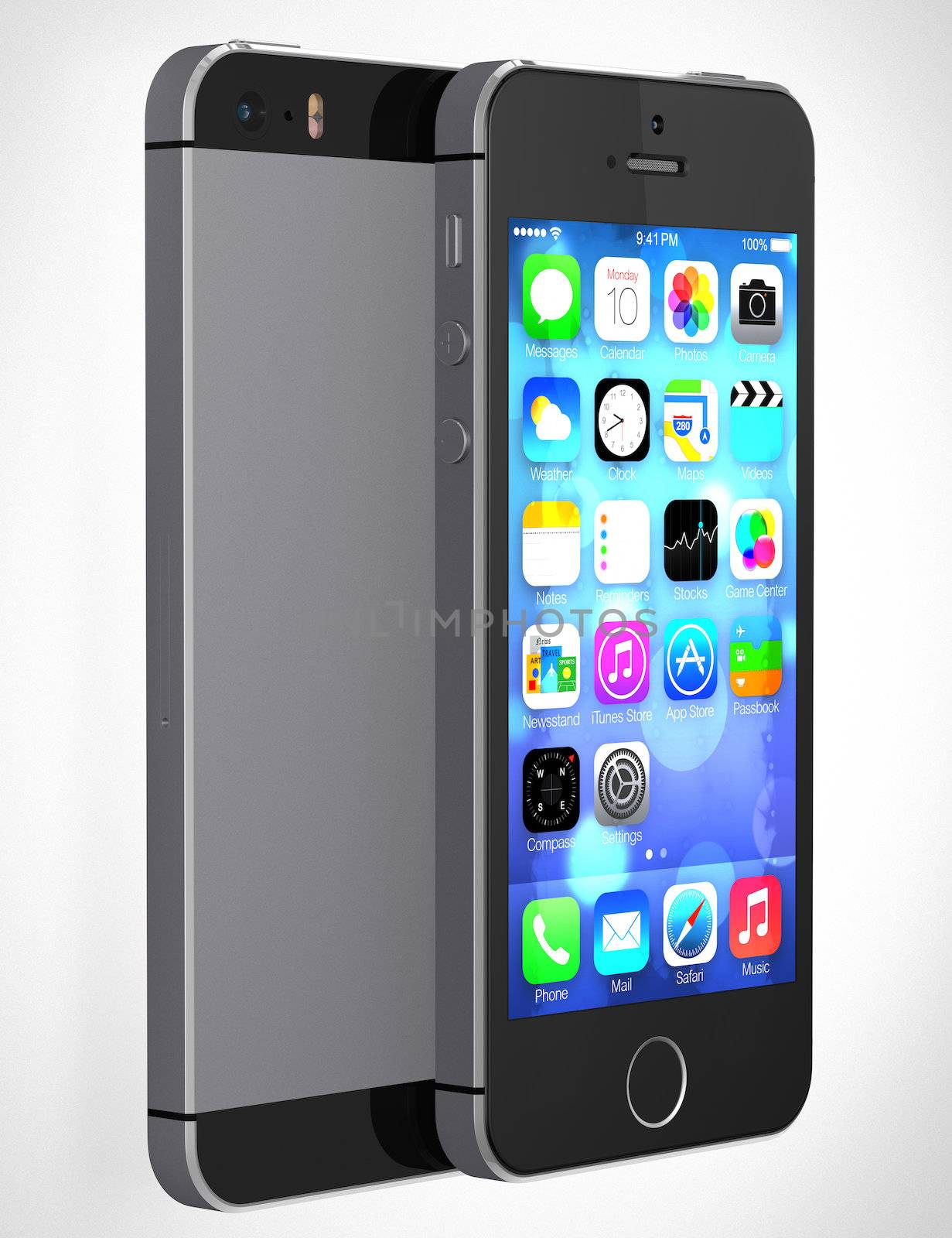 Apple iPhone 5s showing the home screen with iOS7 by manaemedia