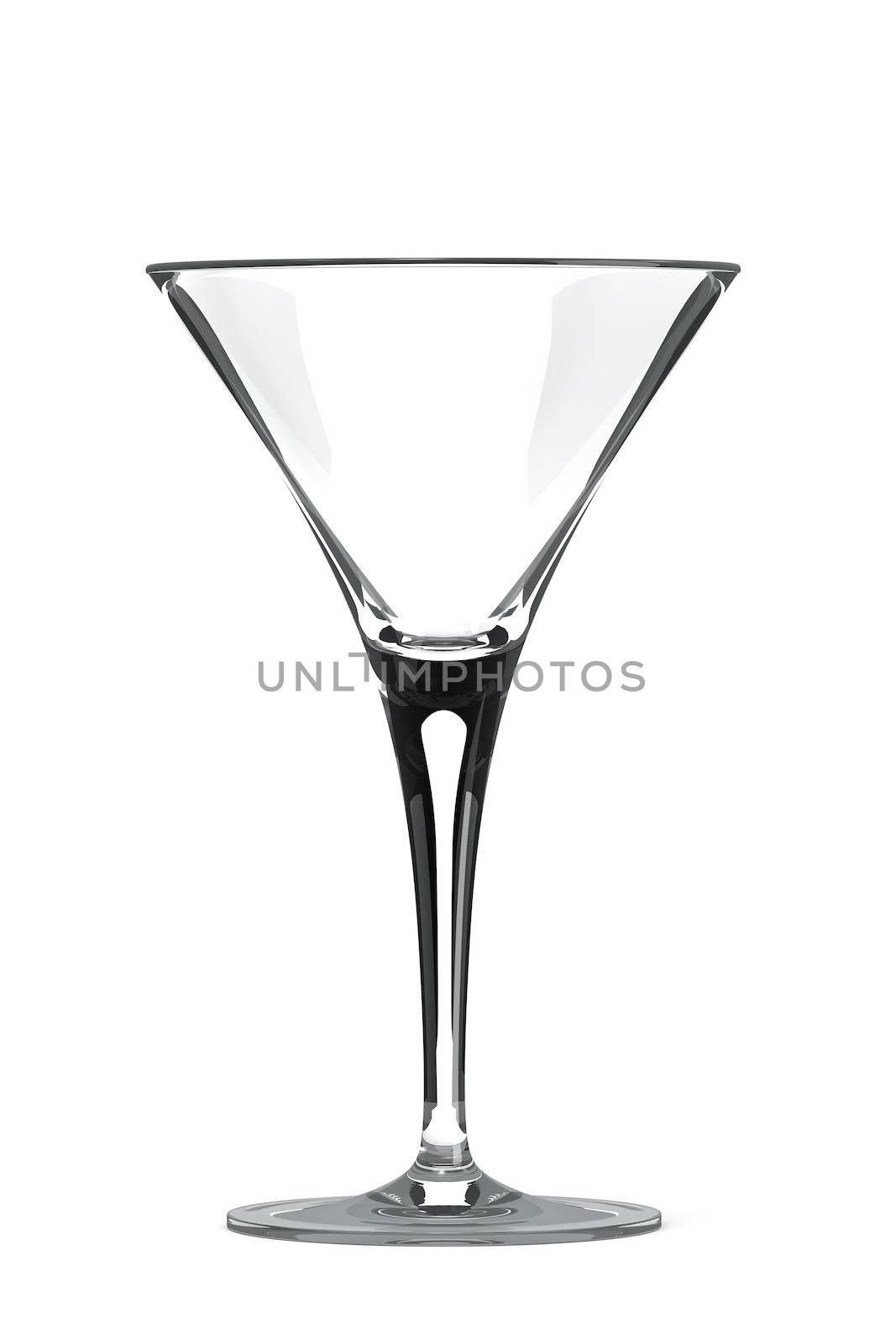 Empty Single Transparent Cocktail Glass on White Background