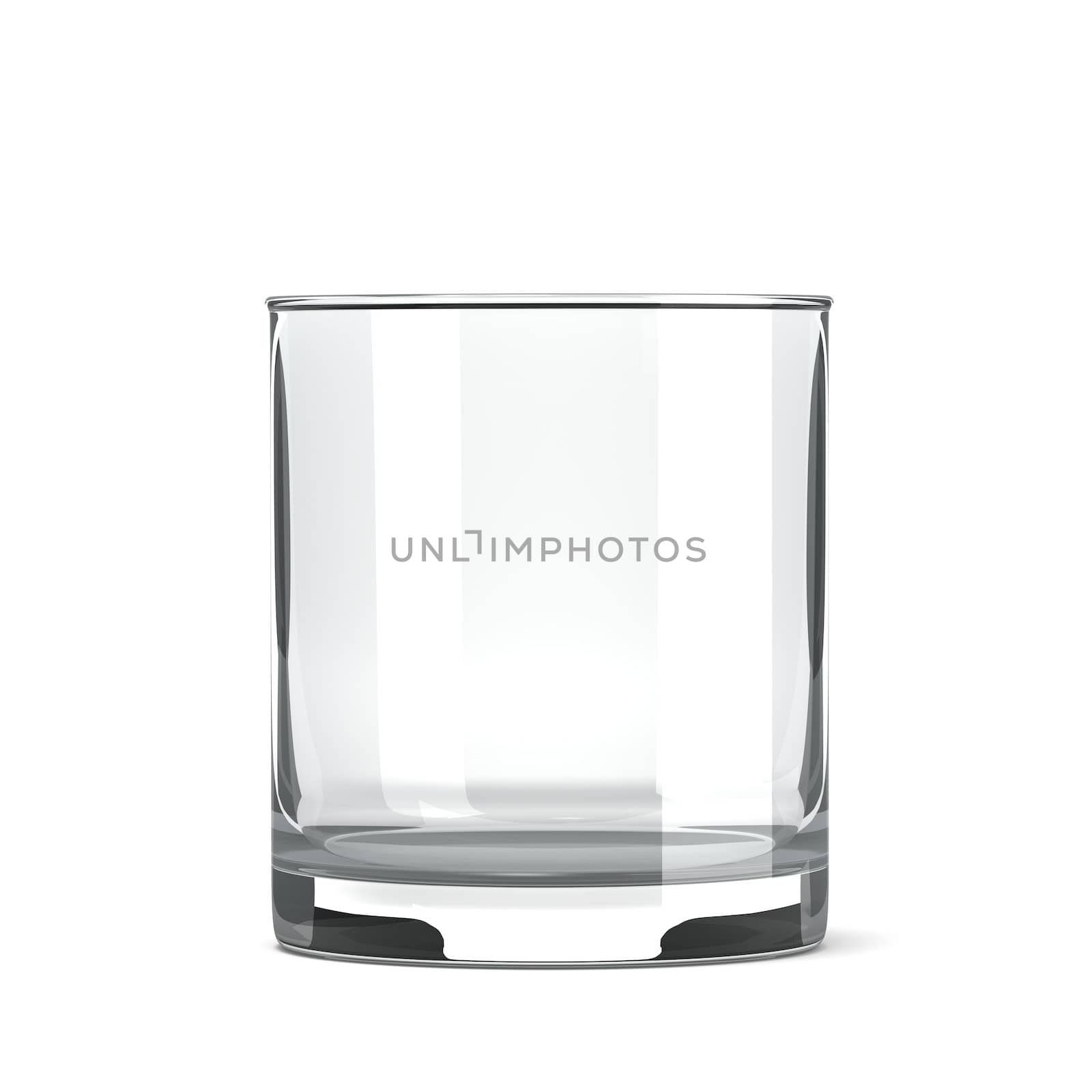Empty Single Transparent Table Tumbler Glass on White Background