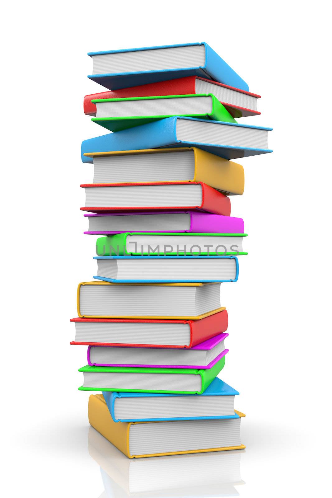 Pile of Colored Books on White Background