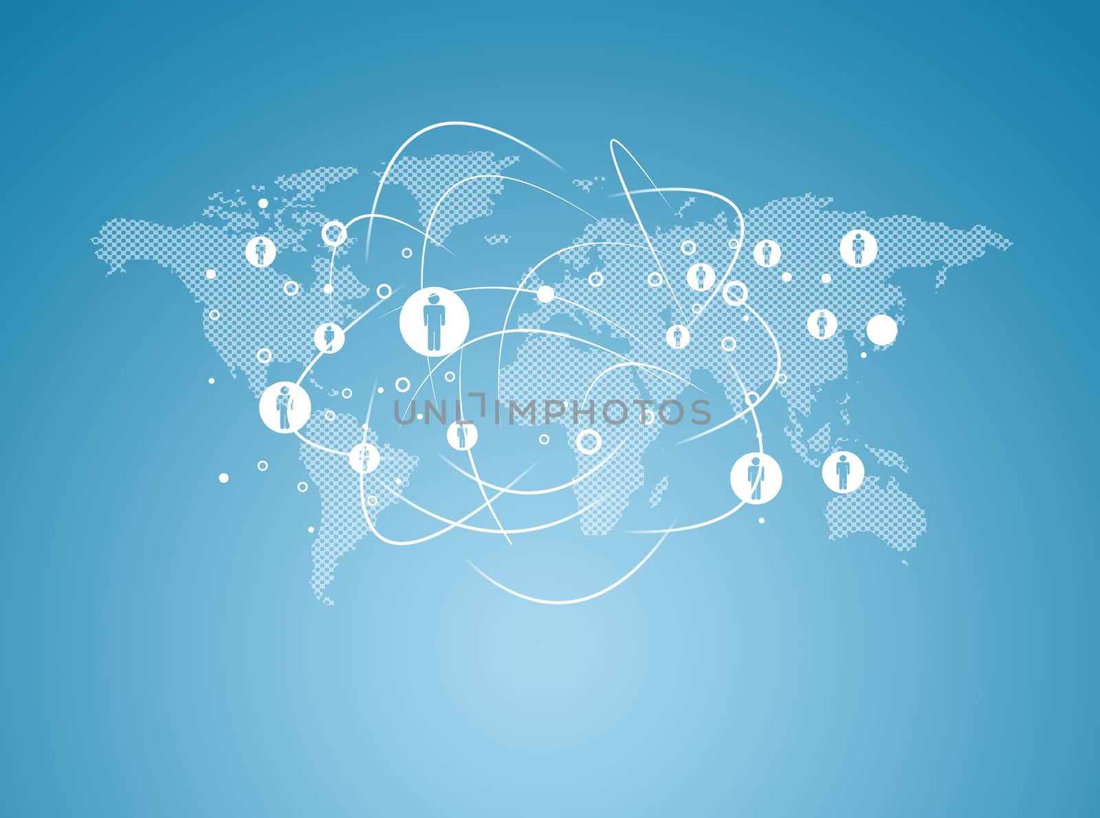 World map with contacts. Business communication concept