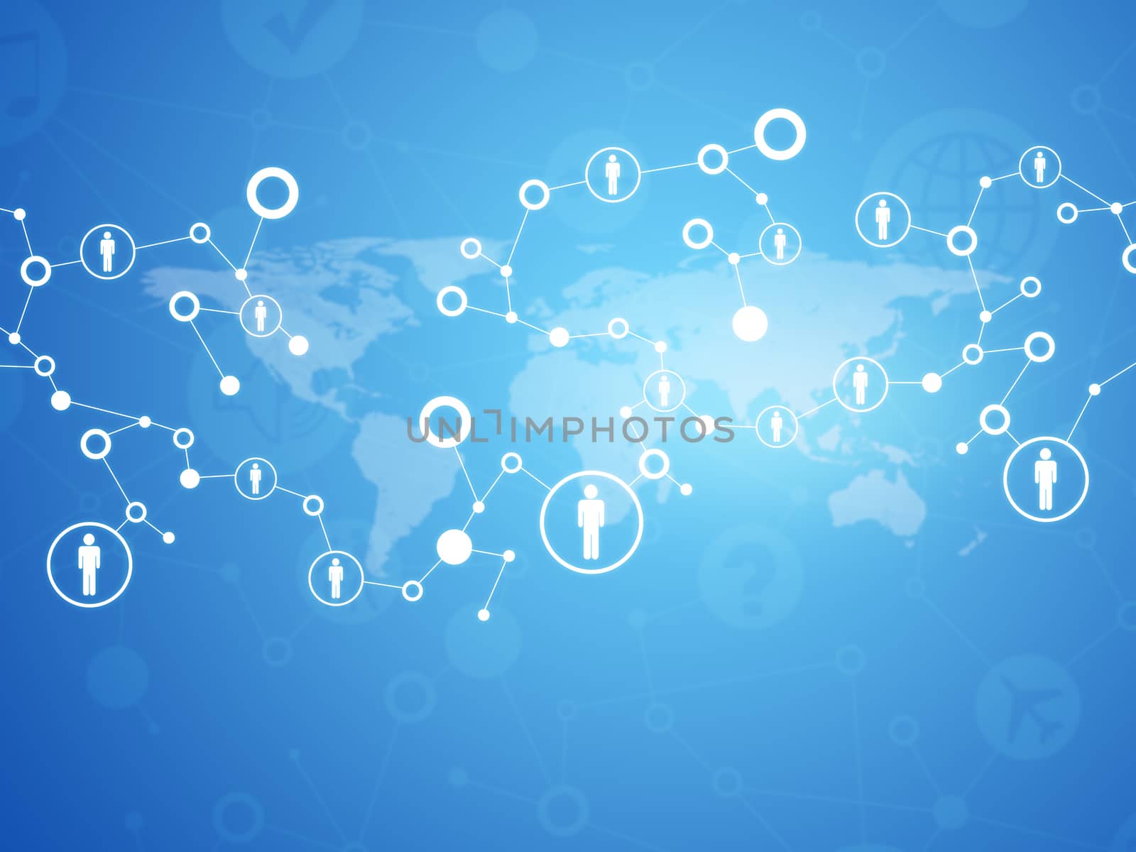 World map with contacts. Business communication concept