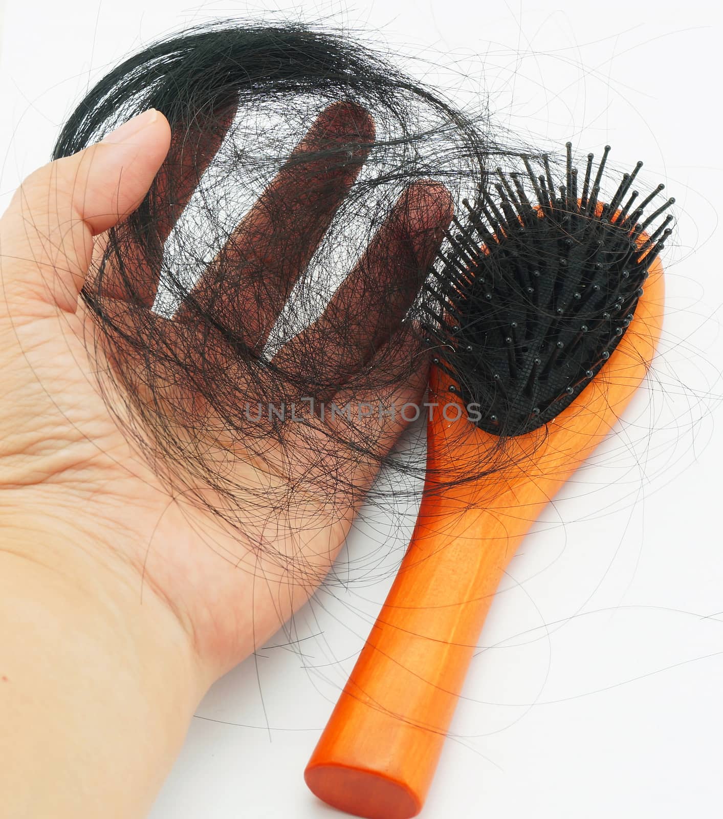 Many hair, fall out of your head after combing hair.                               