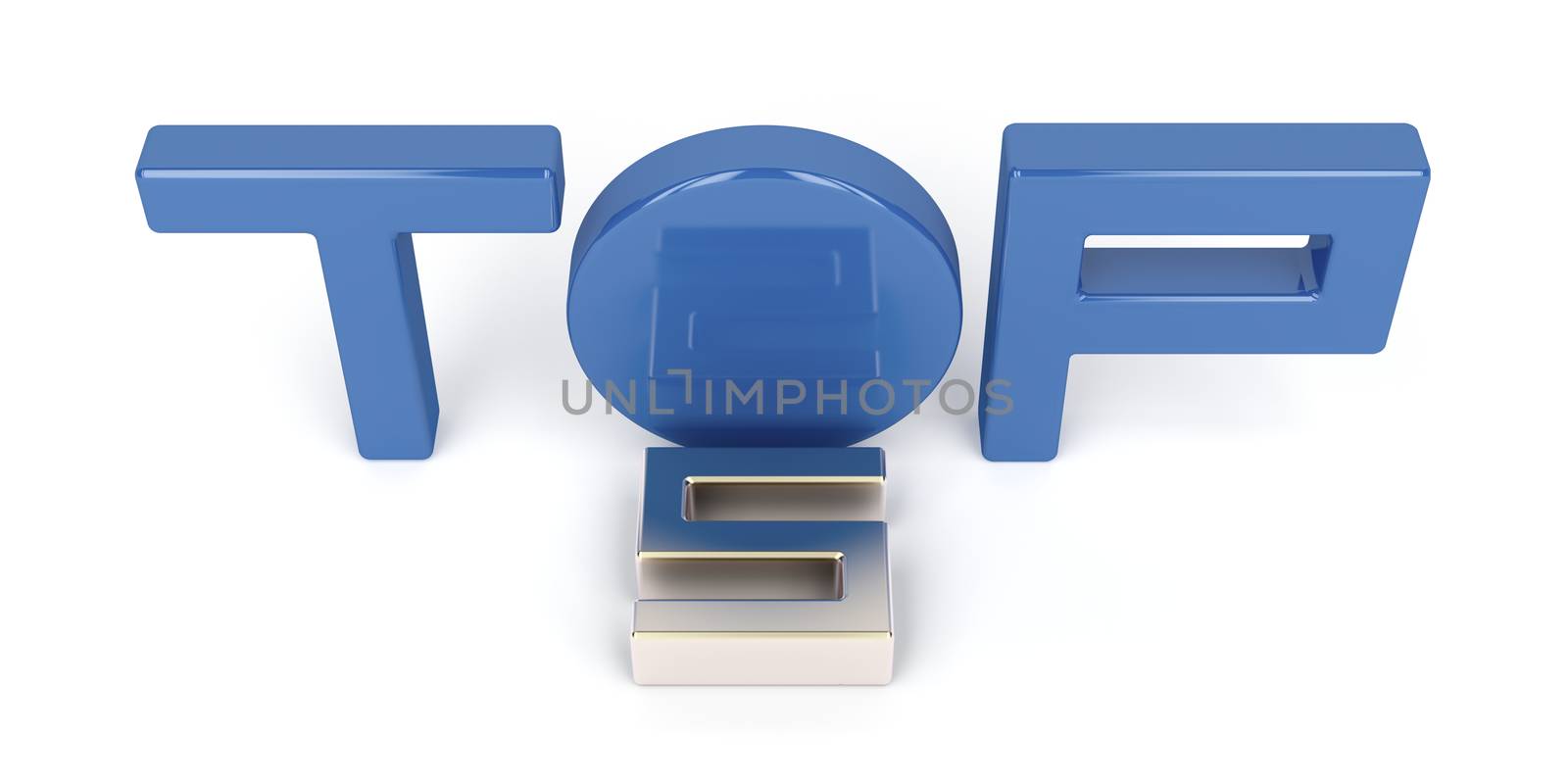 Top five, 3d illustration on white background