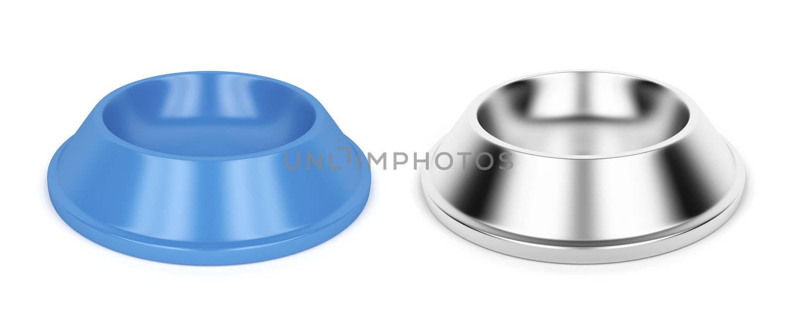 Plastic and metal pet bowls