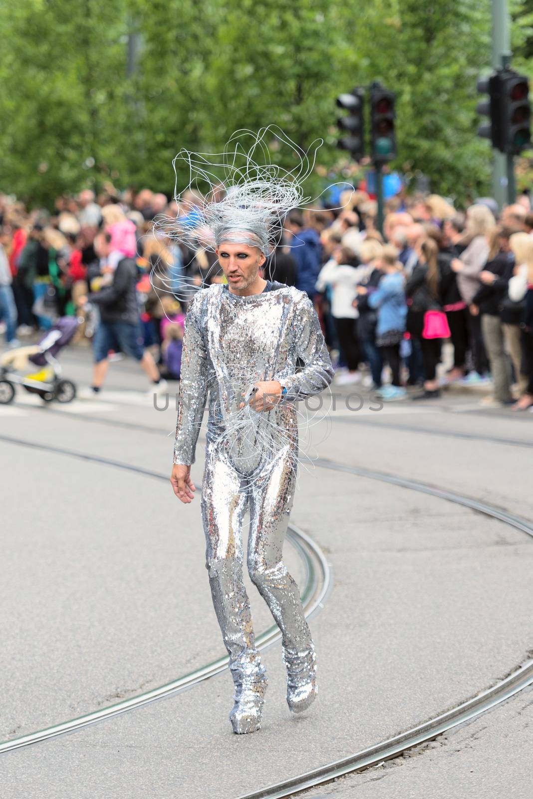 OSLO, NORWAY - JUNE 28: Europride parade in Oslo on June 28, 2014. The Parade is 3 km long.