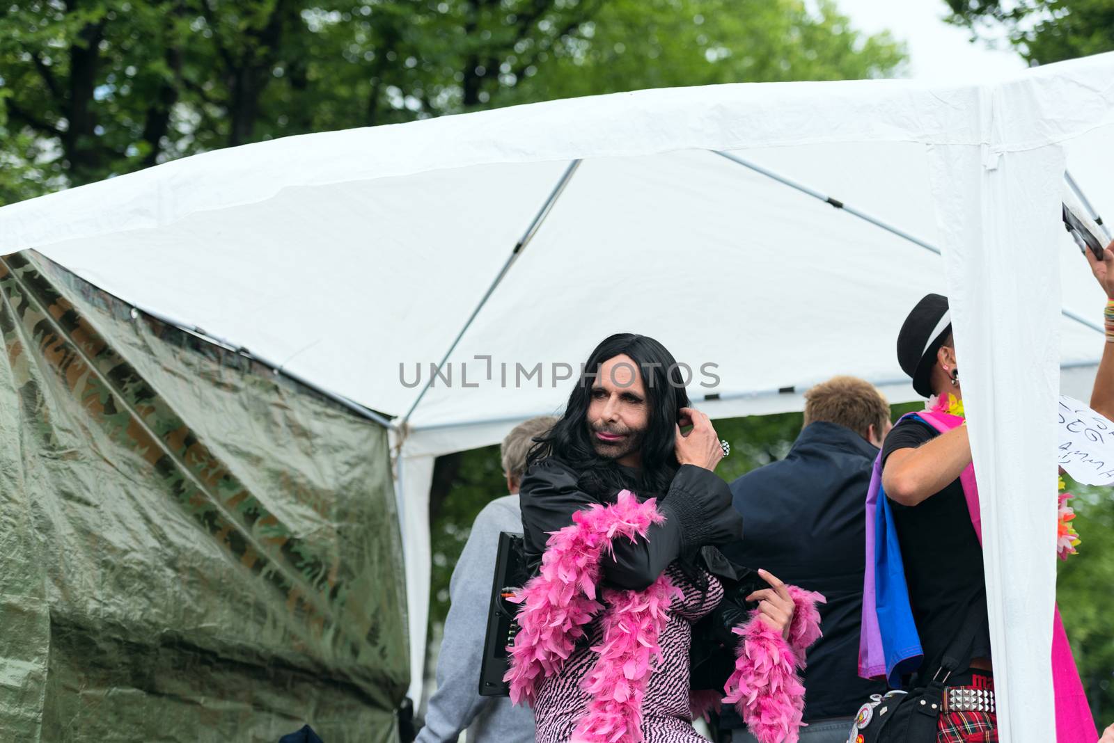 OSLO, NORWAY - JUNE 28: Europride parade in Oslo on June 28, 2014. The Parade is 3 km long.