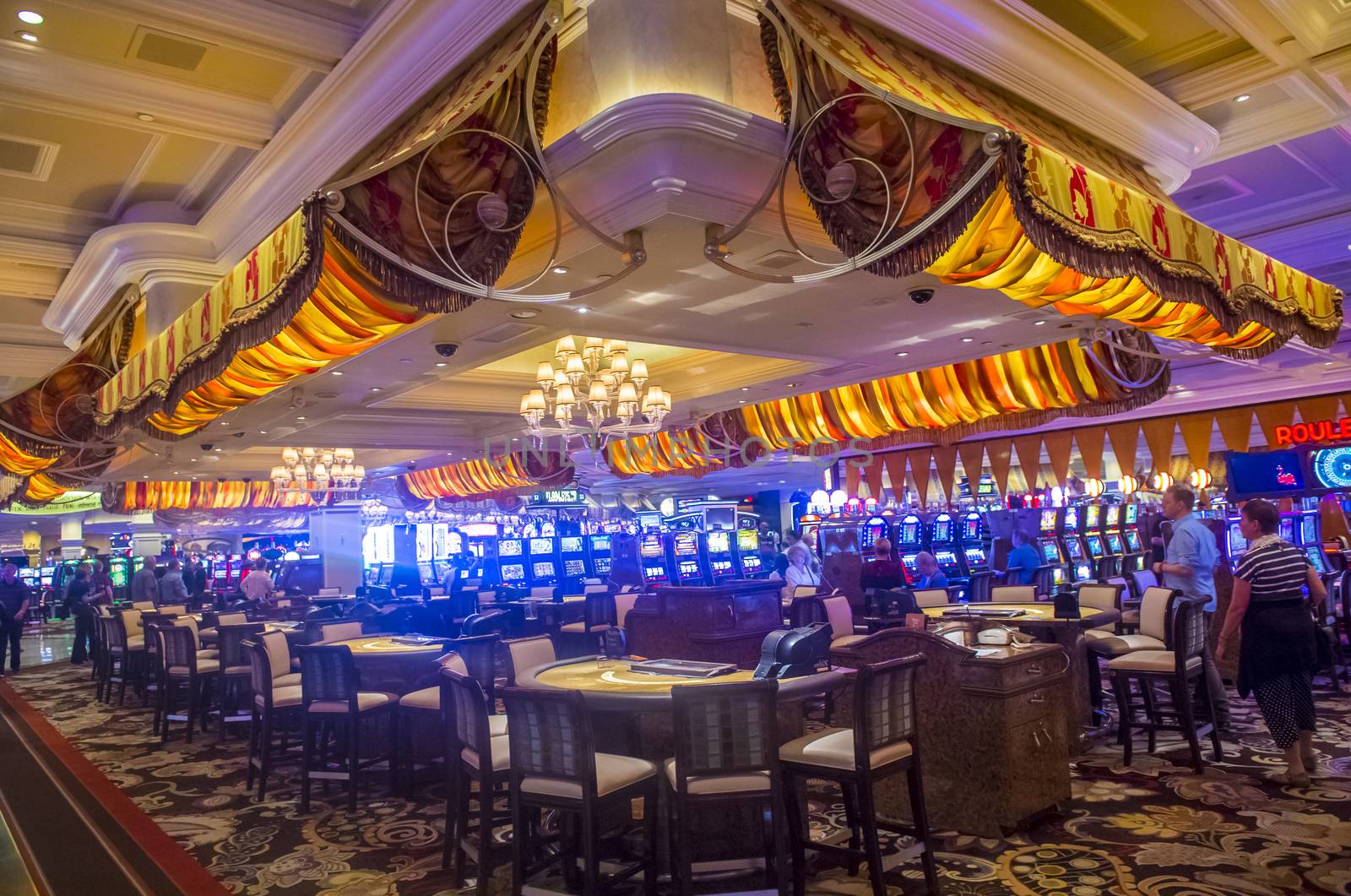 LAS VEGAS - MARCH 10 : The interior of Bellagio hotel and casino on March 10 2014 in Las Vegas. Bellagio is a luxury hotel and casino located on the Las Vegas Strip. The Bellagio opened on 1998.