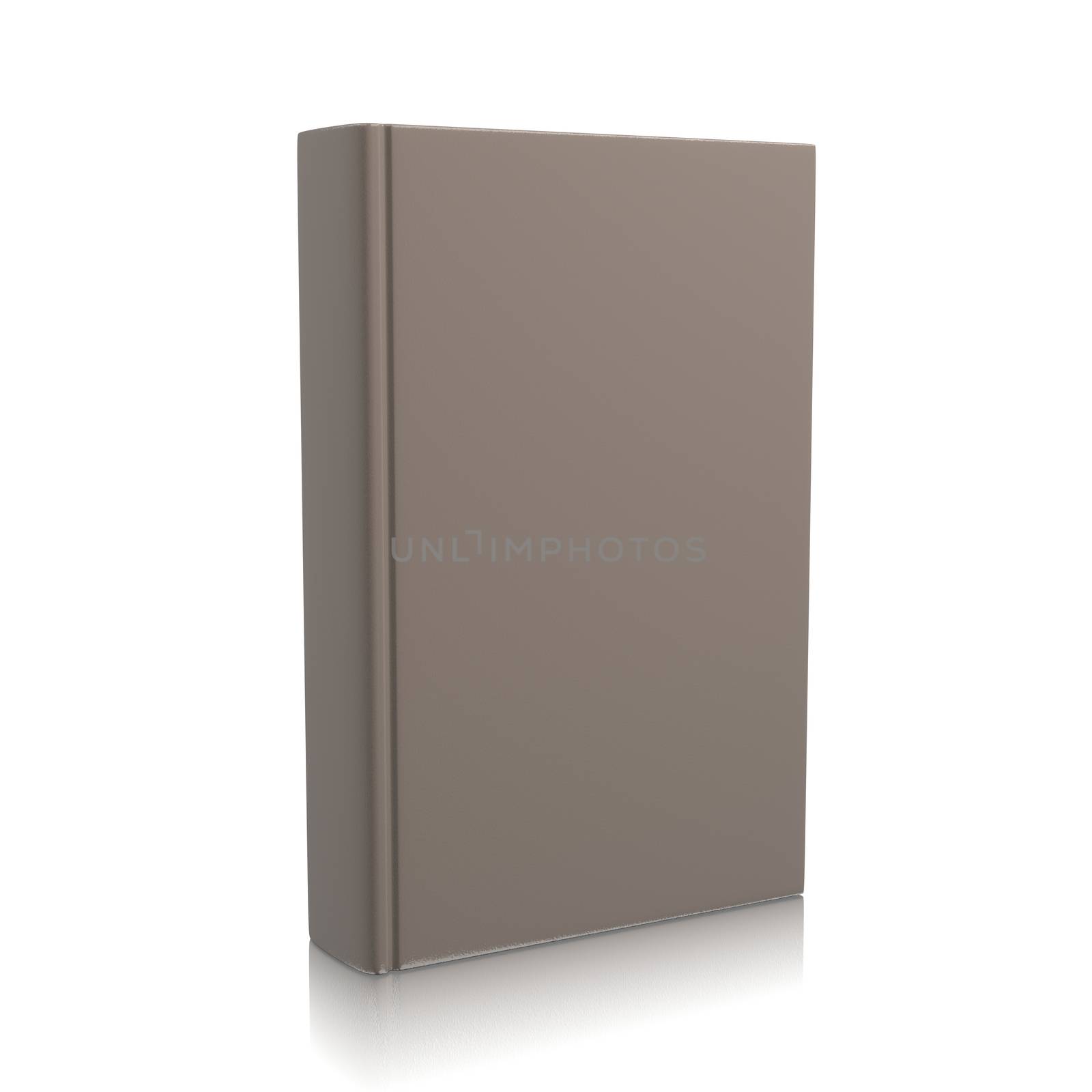 Single Closed Brown Book Upright on White Background