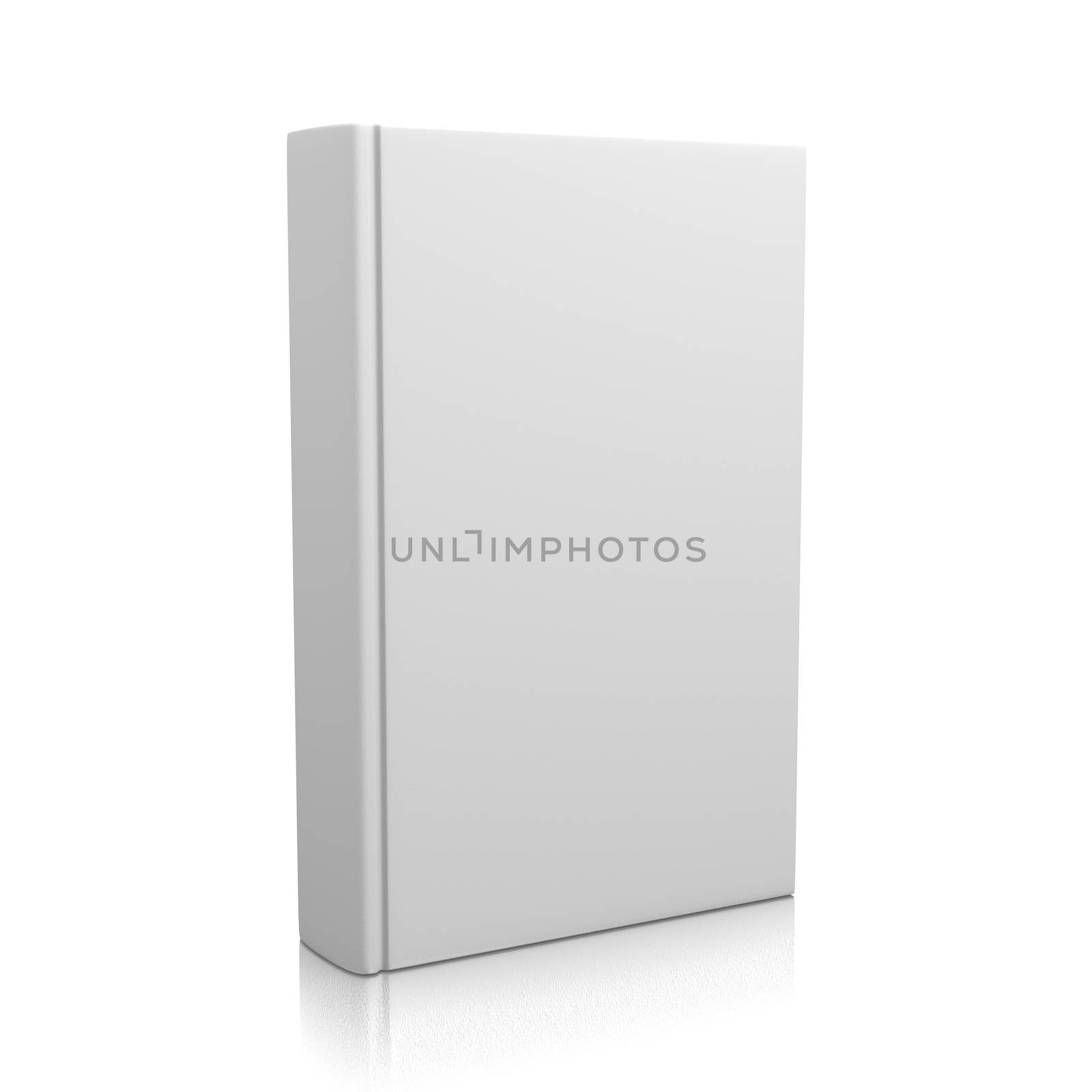 Single Closed White Book Upright on White Background
