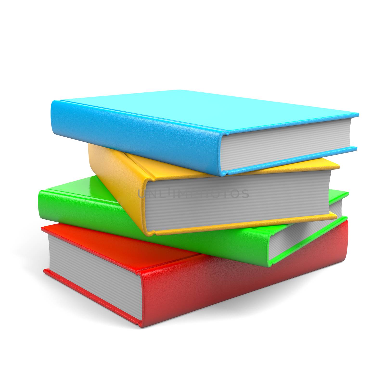 Pile of Colorful Books on White Background