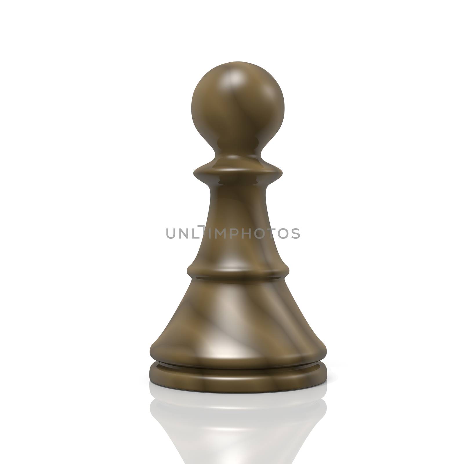 Single Isolated Black Wood Chessman on White Background