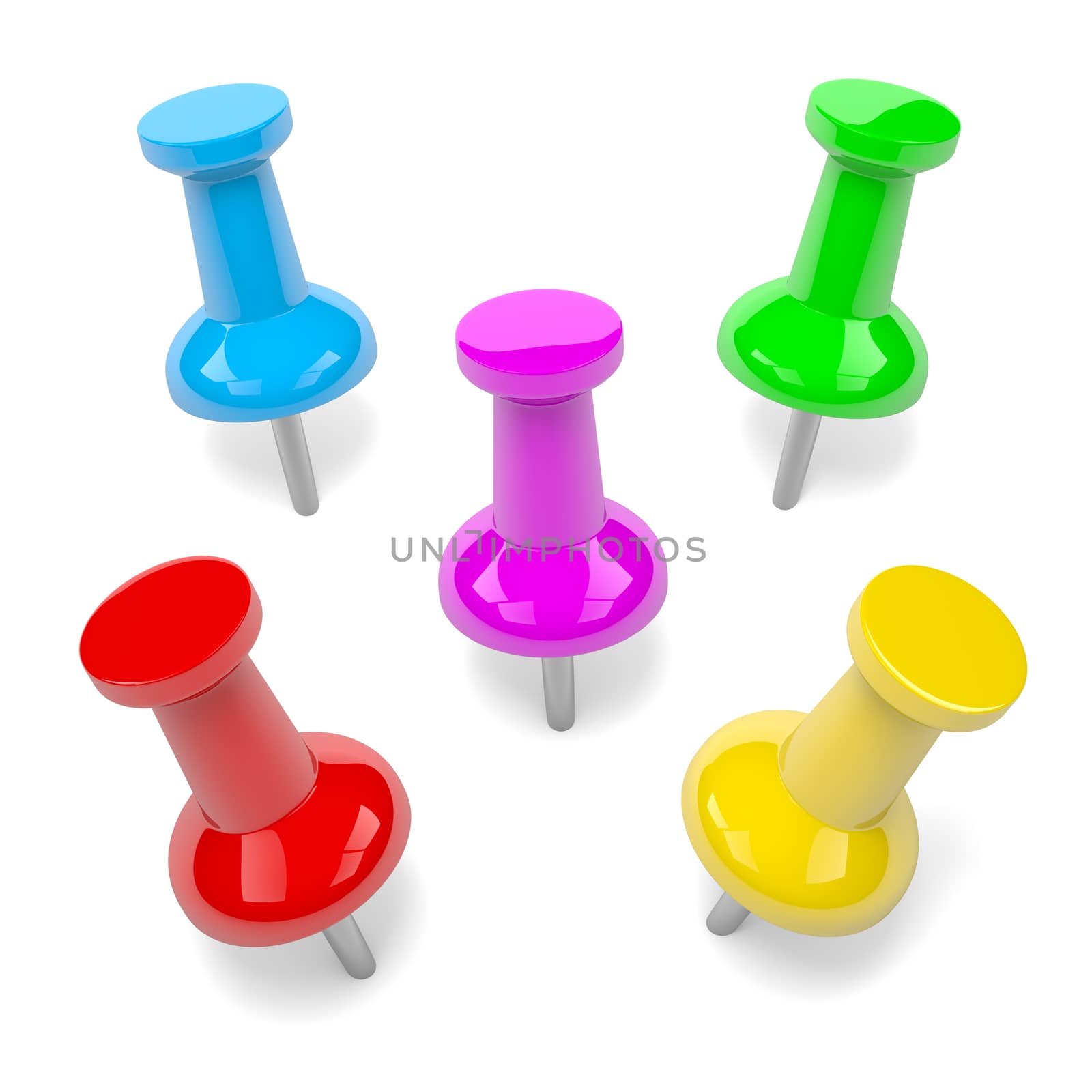 Colorful Pushpin Series Isolated on White Background