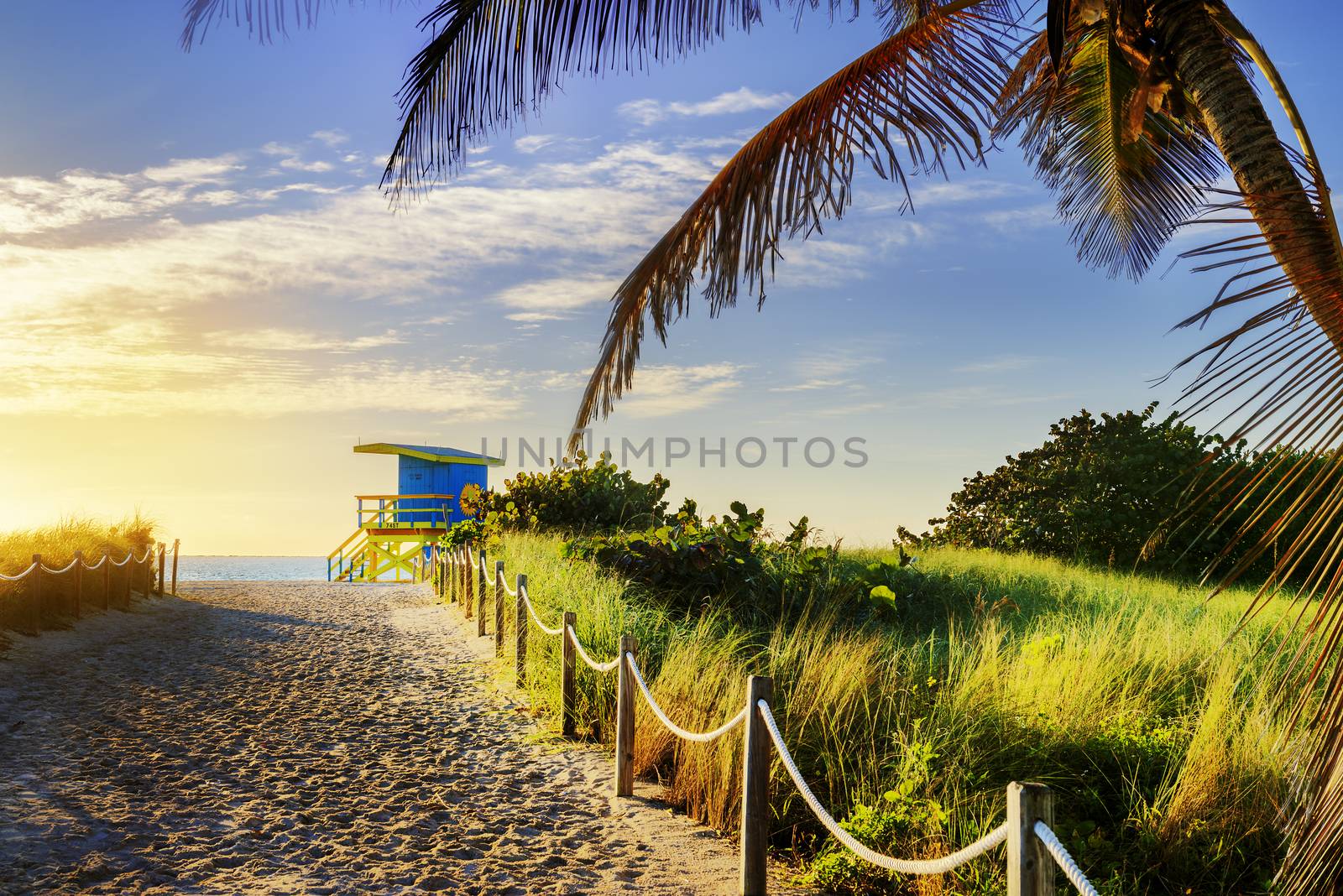 Colorful Lifeguard Tower in South Beach, Miami Beach, Florida, USA 