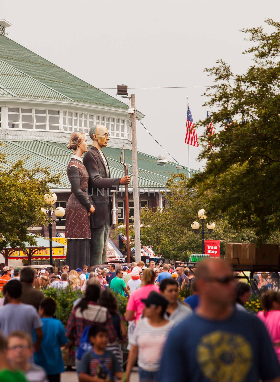 Crowd and American Gothic Sculpture at Iowa State Fair by Creatista
