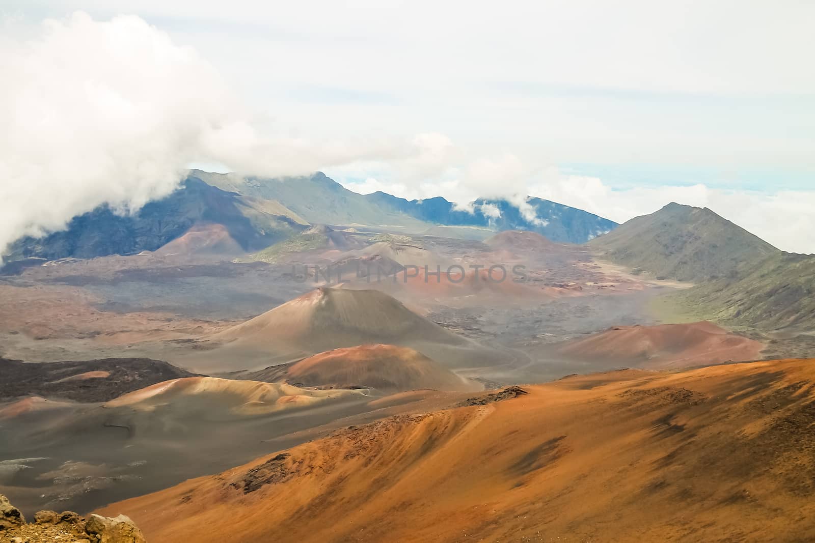 Beautiful daytime view of the Mount Haleakala crater in Maui, Hawaii