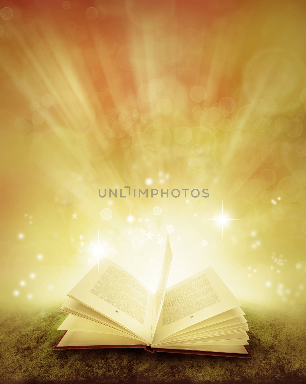 Open book and magical background